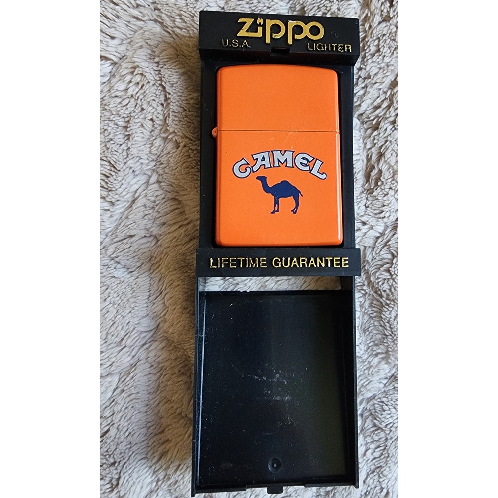 Zippo Camel Lighter Orange Matte Joe Camel Logo Windproof with Case Made in USA